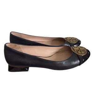 Tory Burch Black Loafers with Gold Emblem